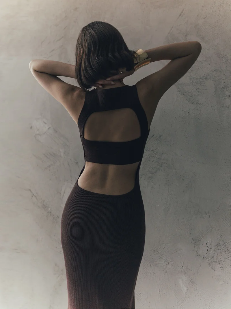 Lichi Knitted maxi dress with cut-outs at the back